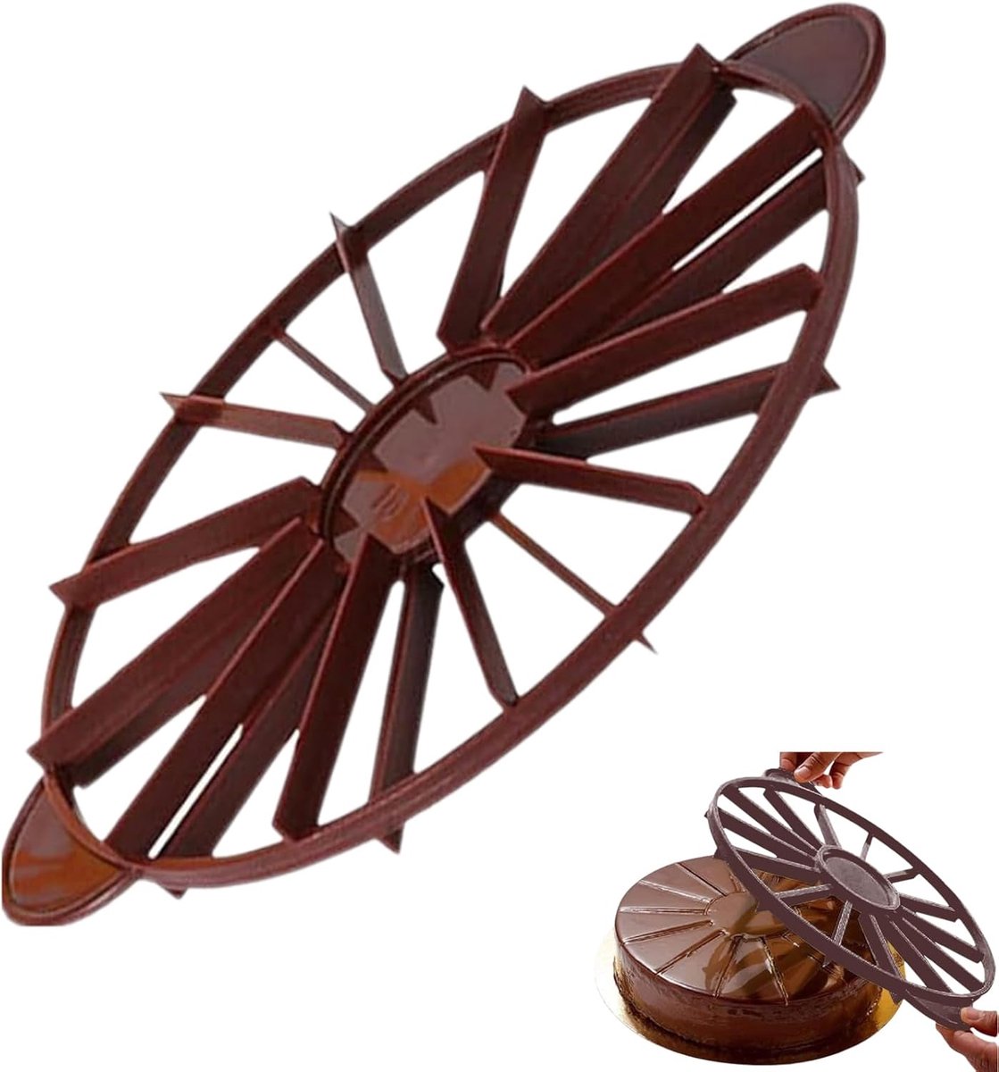 SnelShoppen - Cake Portion Marker - Ronde Cake Cutter, Cake Divider voor 10 of 12 Plakken, Herbruikbare Taart Snijder voor Thuis en Bakkerij (Koffie)