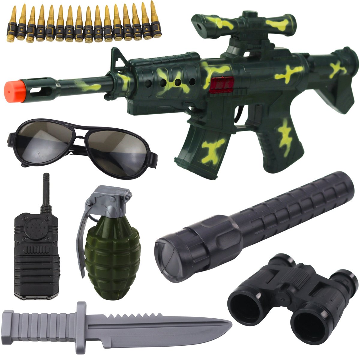 Militaire geweerset met geweeraccessoires Shot Sound Kaki
