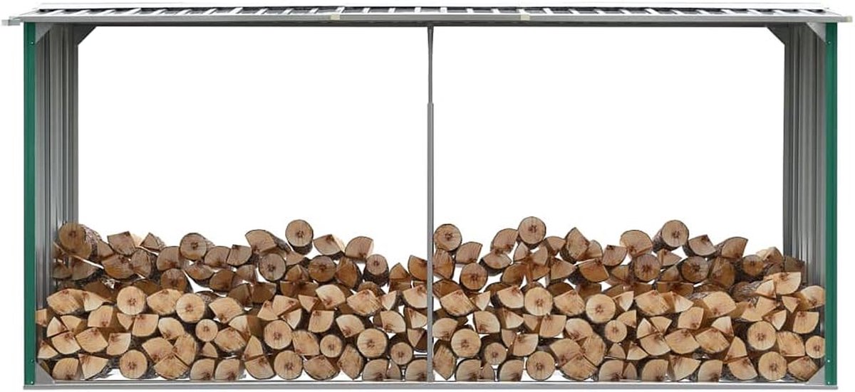Tuinhuis - Houthok Opslag - Haardhout Opslaan - Verzinkt Staal - 330 x 92 x 153 cm - Groen