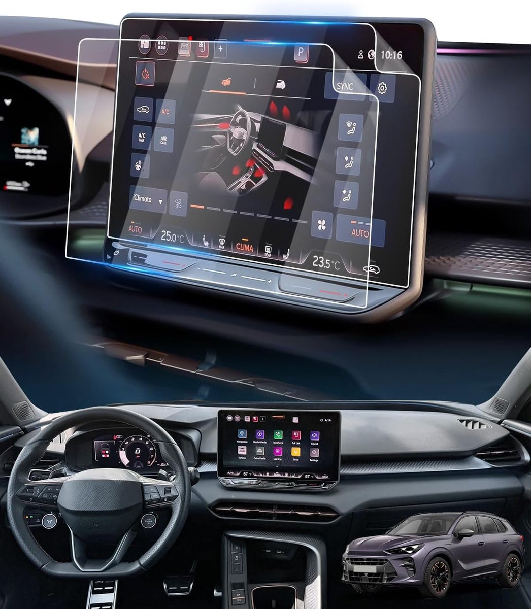 SnelShoppen - Displaybeschermfolie voor Cupra Terramar 2025 2026 2027, 12,9 inch Navigatie Touchscreen, Krasbestendige Nano-PET 5H, 2 Stuks, VZ Access