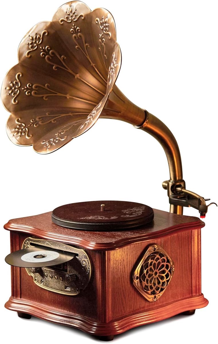 Retro Platenspeler - Zwart - Met Bluetooth, CD-speler en FM-radio - Voor Muziekliefhebbers