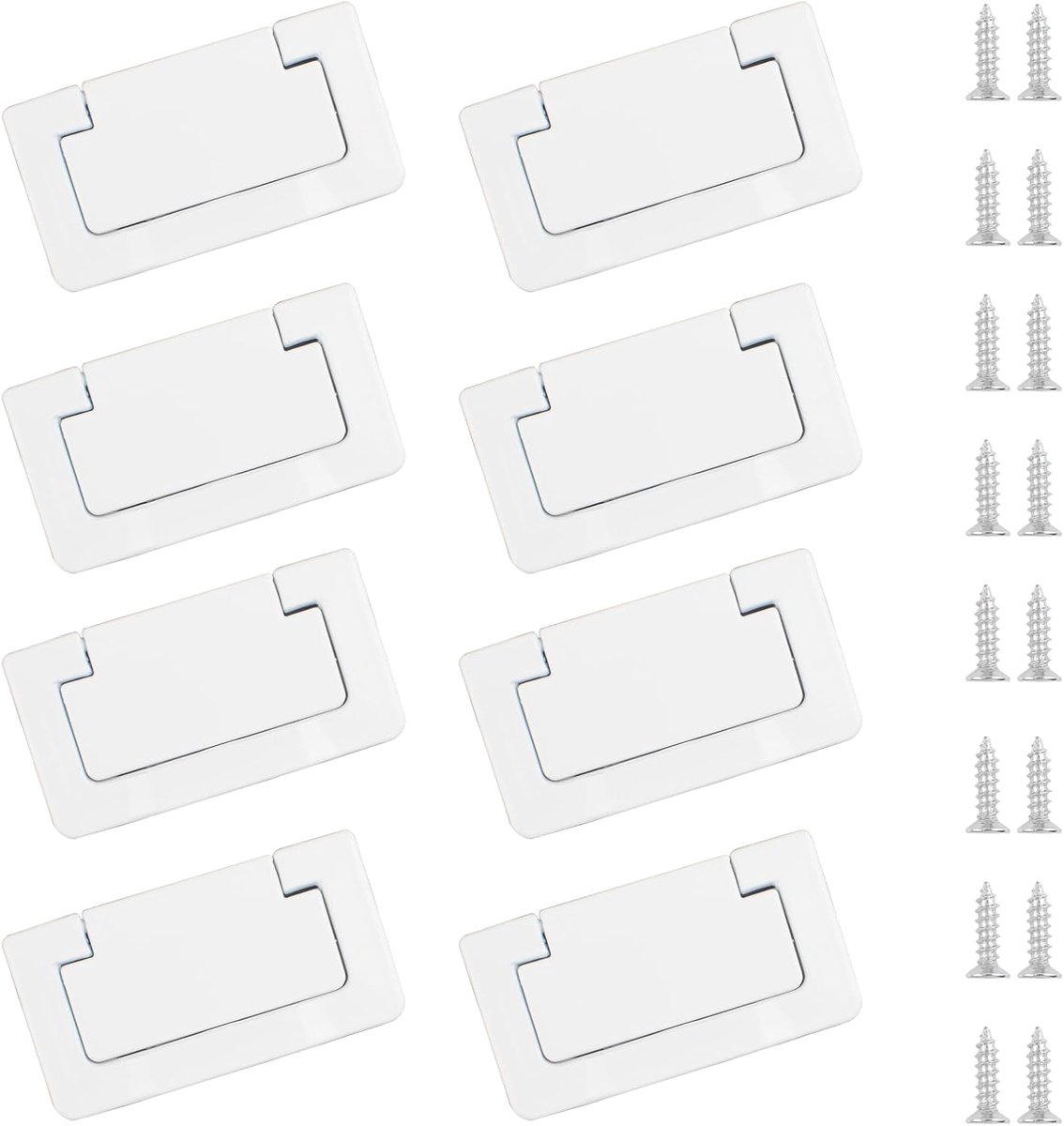 SnelShoppen - 8 Pack Deurklinken Ring Verzonken Verstopte Trekhandvatten, Zinklegering Kast Trekhandvat voor Keukenkasten, Laden, Warm Wit