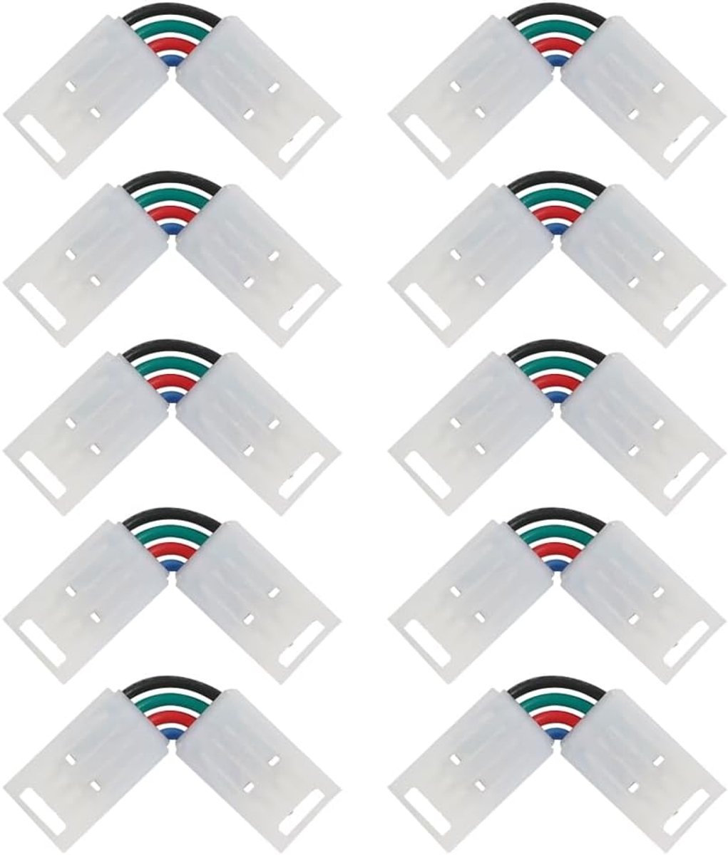 SnelShoppen - 10 Stuks RGB Lichtstrip 4 Pin Hoekconnector Solderloos L Type met Snoer Snelle Connector Adapter voor 12V 24V 10mm Brede LED Strips