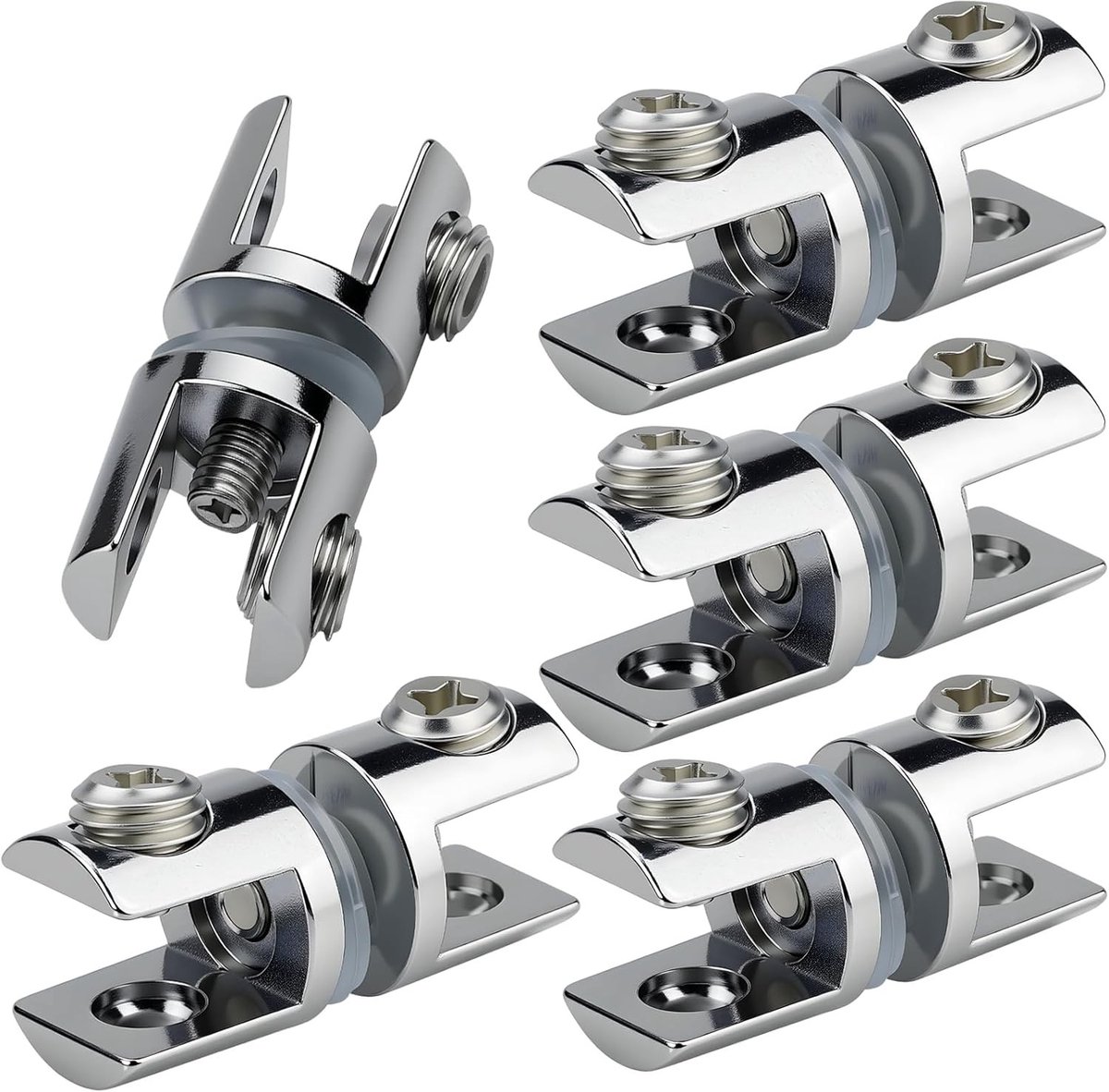 Dikke Glashouder van 10mm, Dubbele Glasklemmen, 5 Stuks, Verstelbare Glashouder voor Glazen Planken, Ideaal voor 8-12mm Dikte Glas en Stevige Bevestiging