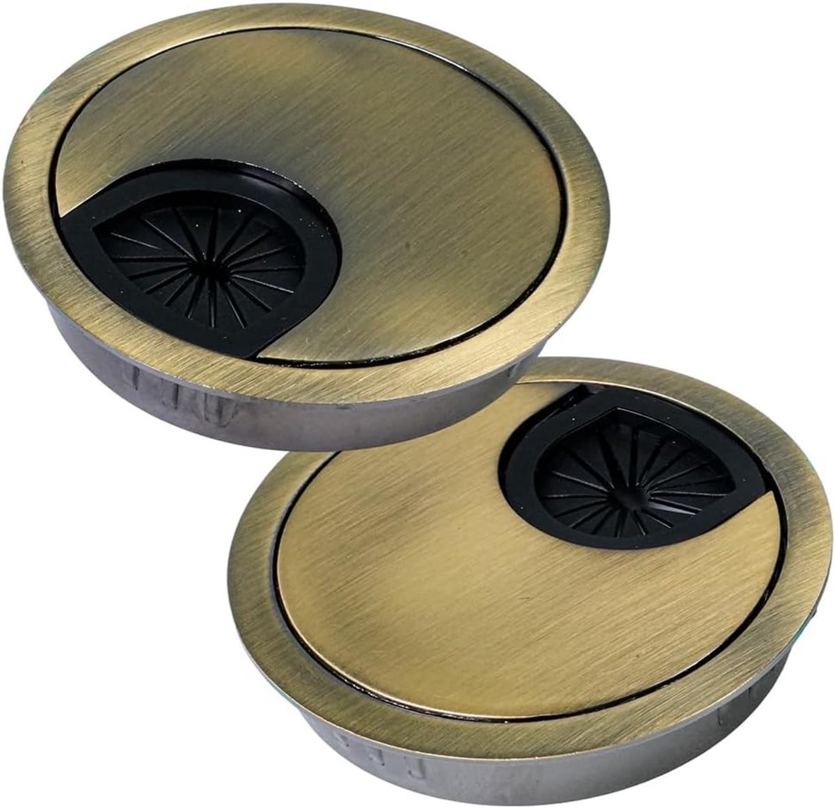 Ronde kabeldoorvoer voor bureau, 60 mm, met rubberen afdichting, set van 2 voor kabelbeheer, eenvoudig te monteren, ideaal voor kantoor en werkplek