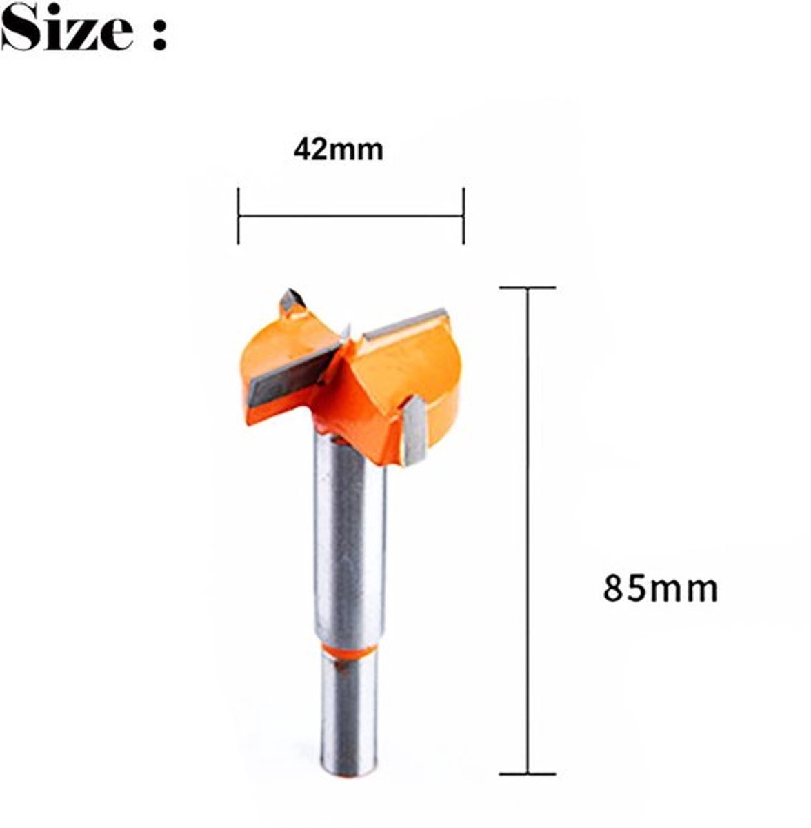Forstner boor van 42 mm met zeskantige schacht voor houtbewerking, hoge snelheid en nauwkeurige gaten, ideaal voor snel en eenvoudig boren in hout, 1 stuk