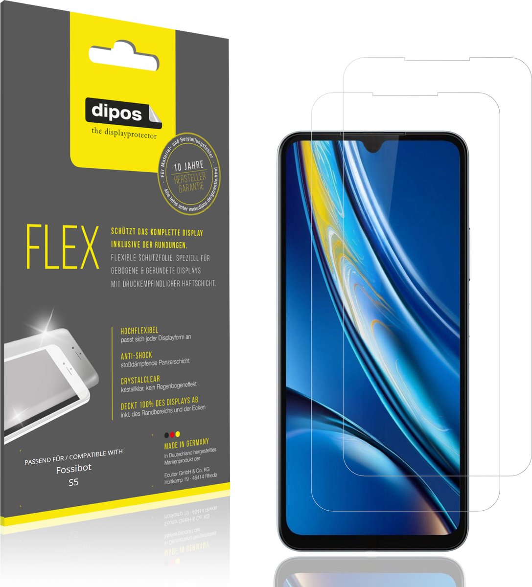 dipos – 2x Beschermfolie geschikt voor Fossibot S5 | 3D Full Cover Screenprotector | 100% Passend