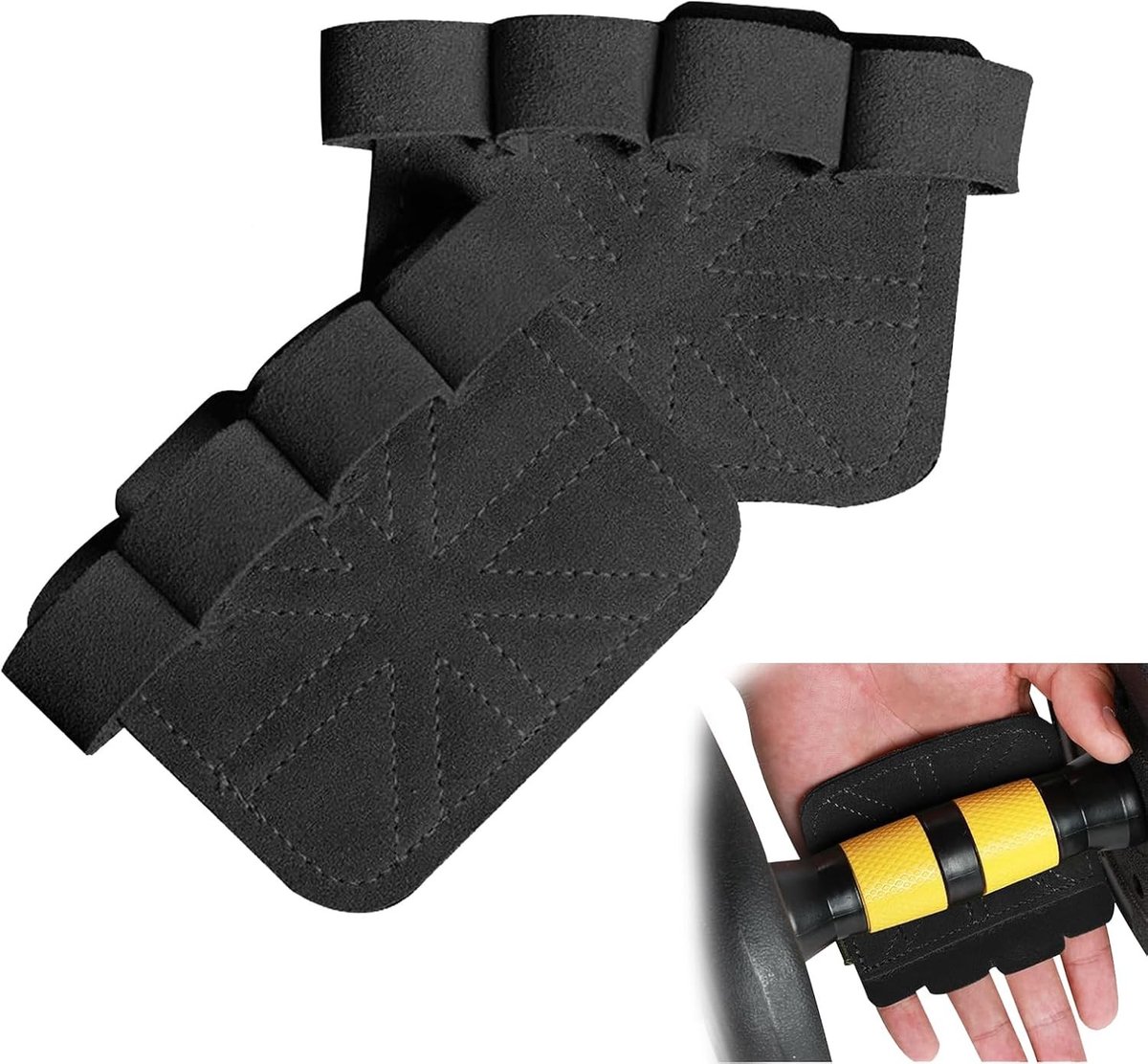 Lifting Grips voor Krachttraining - Gevoerde Handvatten voor Spieropbouw, Gewichtheffen en Fitness, Zwart