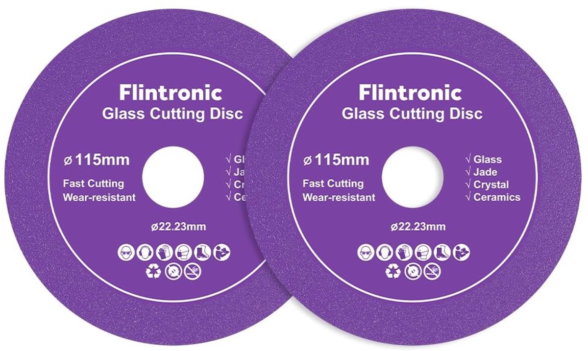 Diamant slijpschijven voor glas, 2 stuks, 115 mm, ideaal voor tegels, porselein en graniet