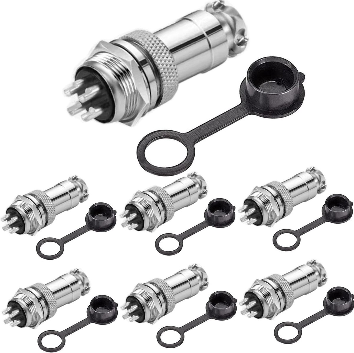 Aviation plug 6 x 16 mm draad 4 pin vrouwelijke metalen connector met rubberen beschermhoes voor elektrische toepassingen
