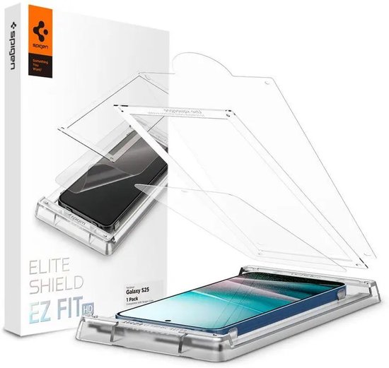 Spigen EliteShield EZ Fit - Screen Protector Geschikt voor Samsung Galaxy S25 - Fingerprint Friendly Tempered Glass met Tray - Gemakkelijke Installatie - 1-Pack