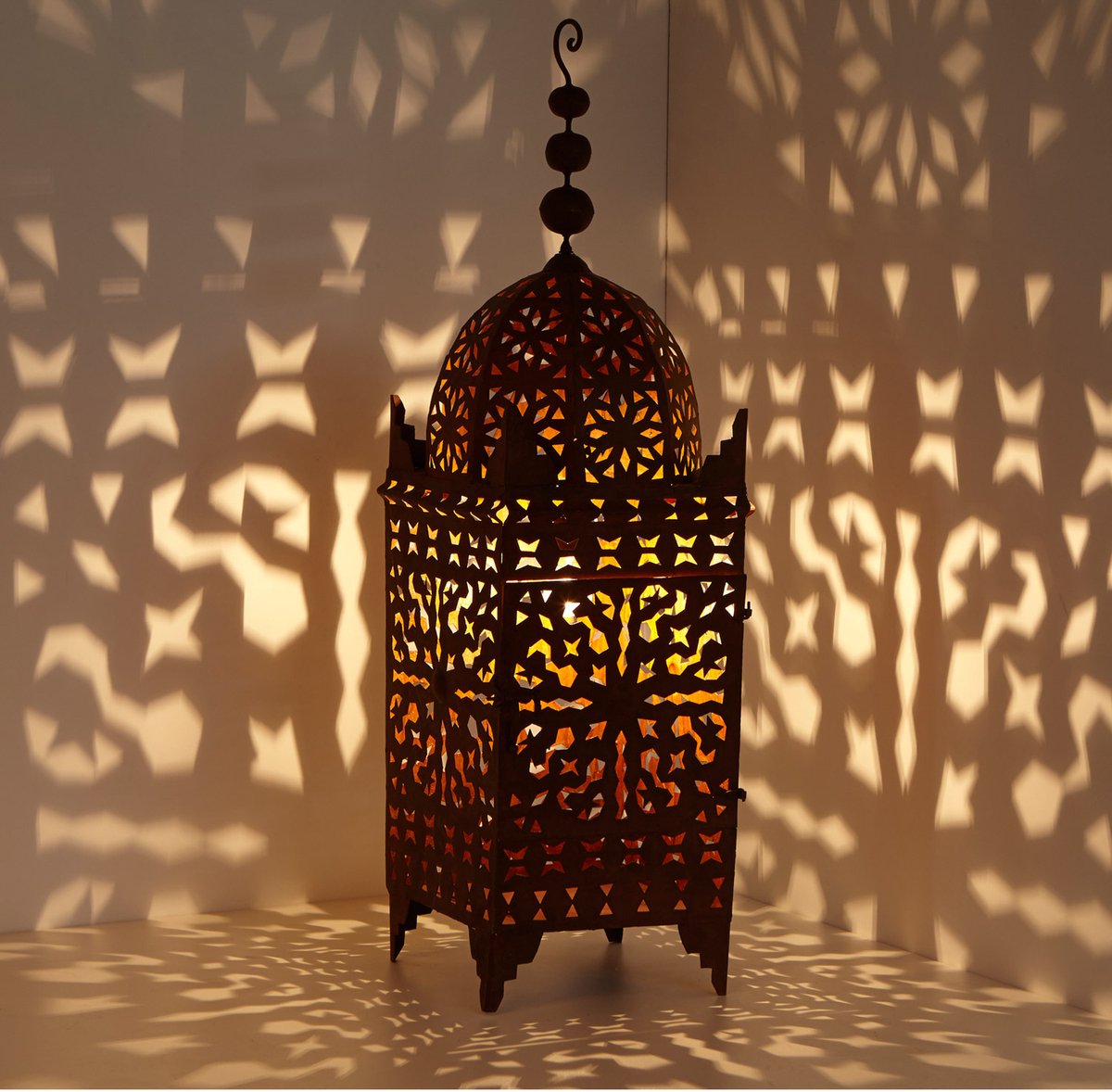 Oosterse ijzeren lantaarn – Marokkaans – Minaretvorm – Roestkleur – Firyal 110 cm