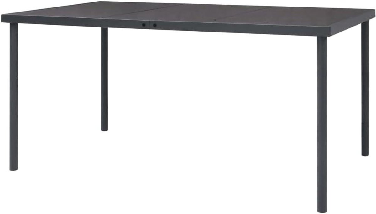 Terrastafel Eettafel - Balkontafel Tuinmeubel - Buiten Dineren - Gepoedercoat Staal - 150 x 90 x 74 cm - Antraciet