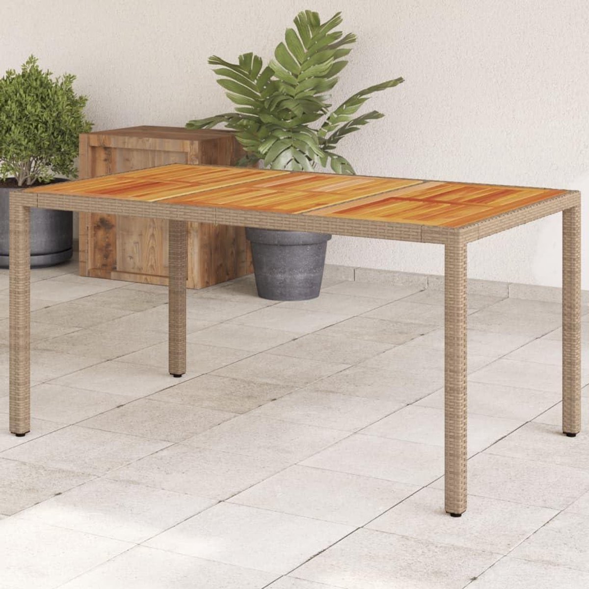Tuintafel - Eettafel Buiten - Buiten Eten - Acaciahout Tafelblad - 150 x 90 x 75 cm - Beige