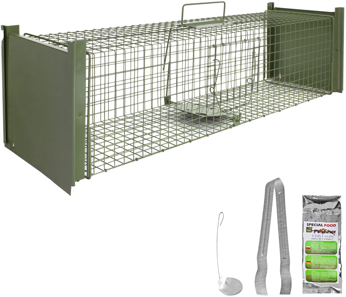 Stroomdraadval voor marters, wezels, tuinkonijnen, verplaatsingsval, huisaccessoire, rat, rattenval, zolder, 102 x 26 x 26 cm, groen, Petigi