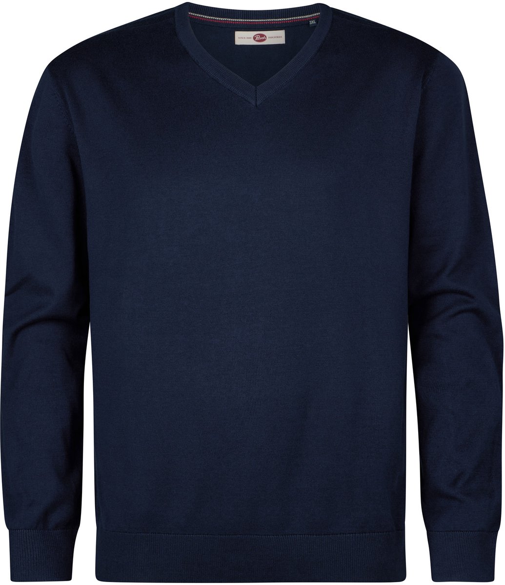 Petrol Industries - Heren Plus Size Trui met V-hals millgate - Blauw - Maat 4XL