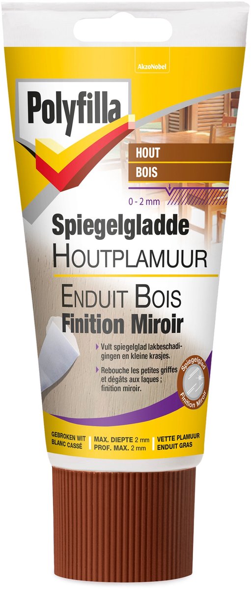 Polyfilla - Spiegelgladde Houtplamuur - Wit - 225 Gr