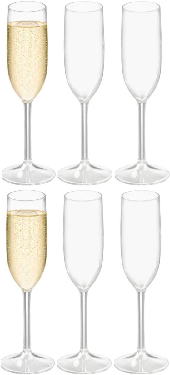 Leknes champagneglazen - 12x - 165 ml - kunststof - transparant - onbreekbaar/herbruikbaar - champagne flutes