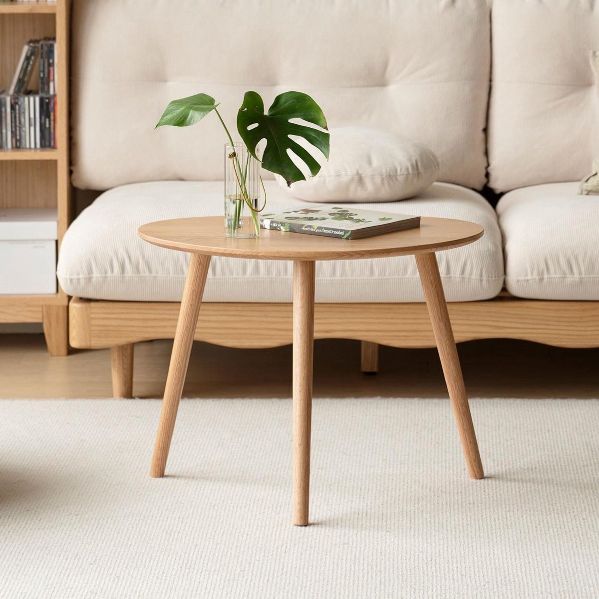 Bijzettafel Kiezelsteen - Salontafel Hout - Woonkamer Decoratie - Massief Eikenhout - 65 cm - Naturel