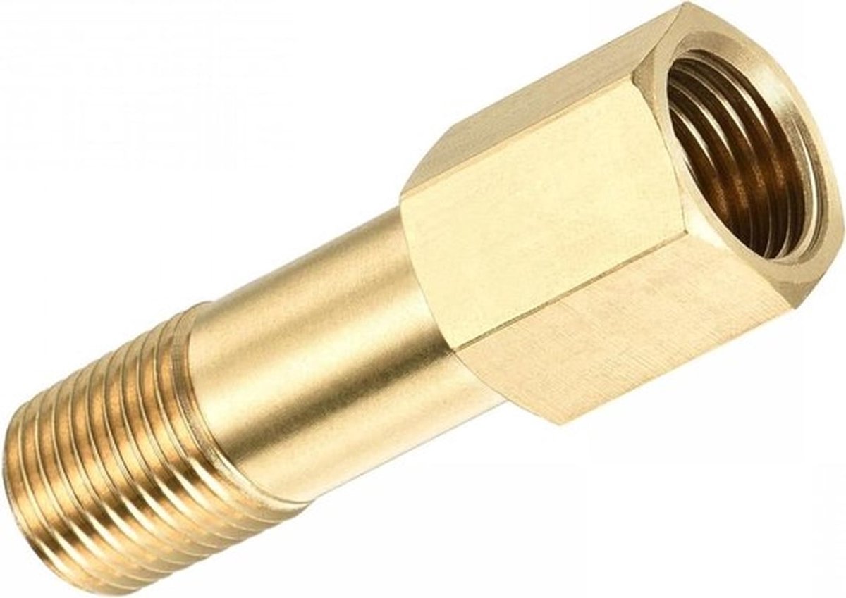 Pijpfitting Verlenger - Adapter - Zeskantverbinder - Messing - Vrouwelijk naar Buitendraad - 50mm Lengte - Reducer - Geschikt voor G1/4 - 2 Stuks