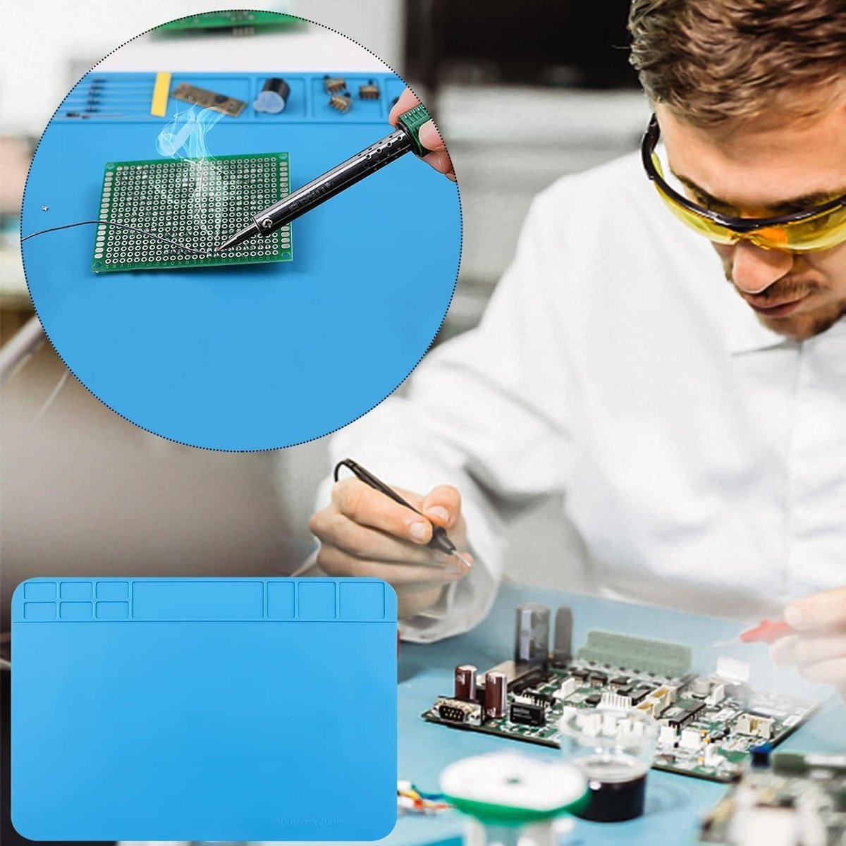 Siliconen Soldermat voor Reparatie, Hittebestendig Werkblad voor Horloges, Telefoons en Laptops (34 x 23 cm)