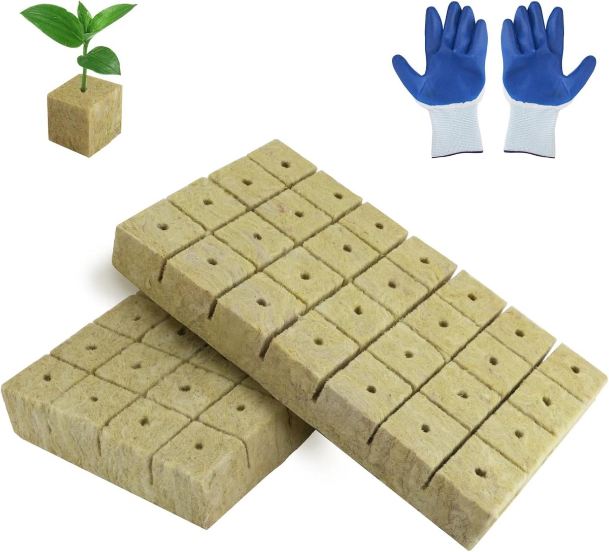 Kweekcubes 40 x 40 mm, Verpakking van 56, Steenwol Isolatie, Ideaal voor Hydroponics, Snijplanten, Groeien, Bottomless Kweekmedium, Gemakkelijk te gebruiken