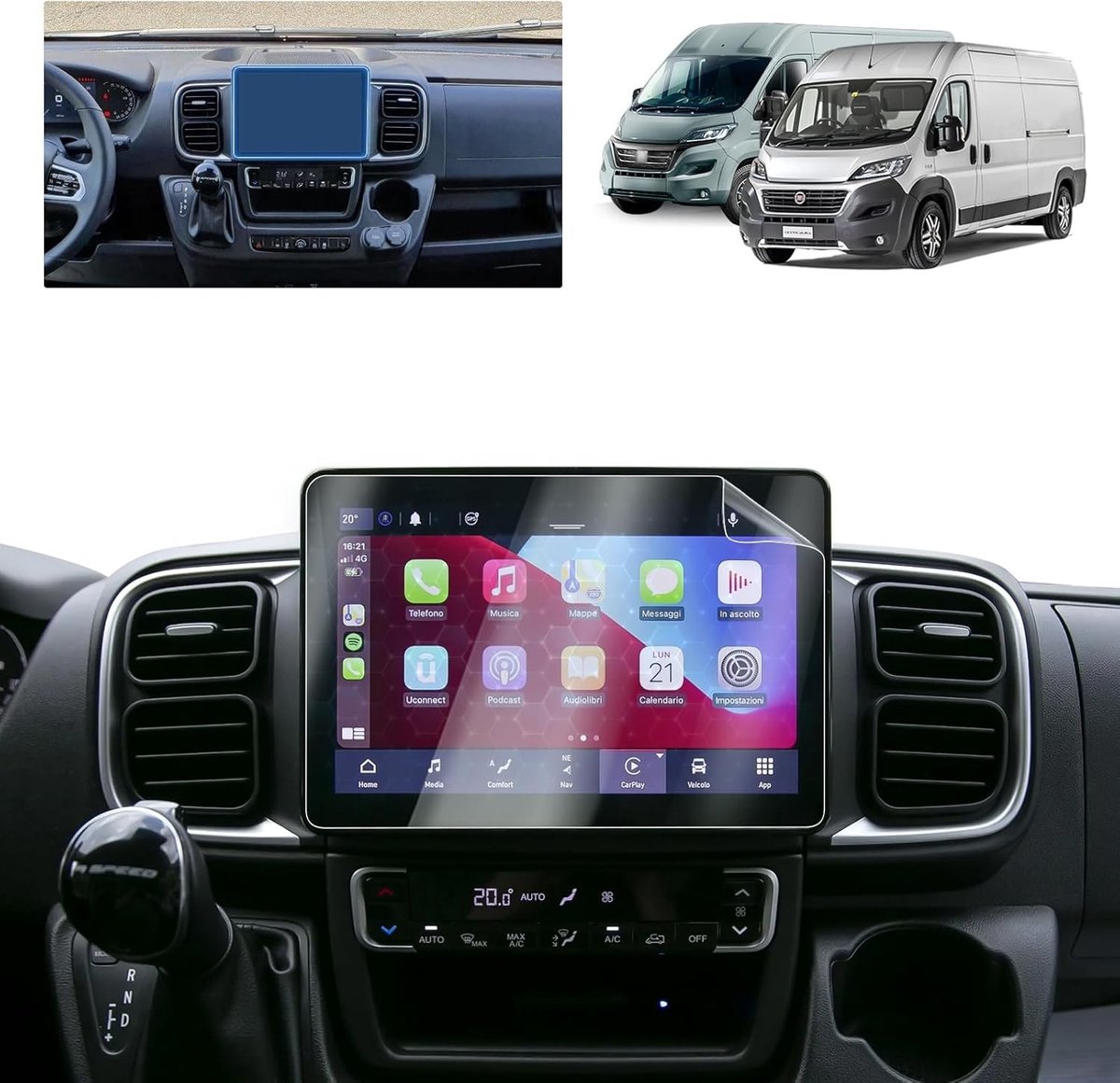 Screen Protector voor Fiat Ducato 2021-2025 - 10 Inch Nano Navigatiefilm, 6H Krasbestendig, Set van 2, Auto Accessoires, Bescherming en Duurzaamheid