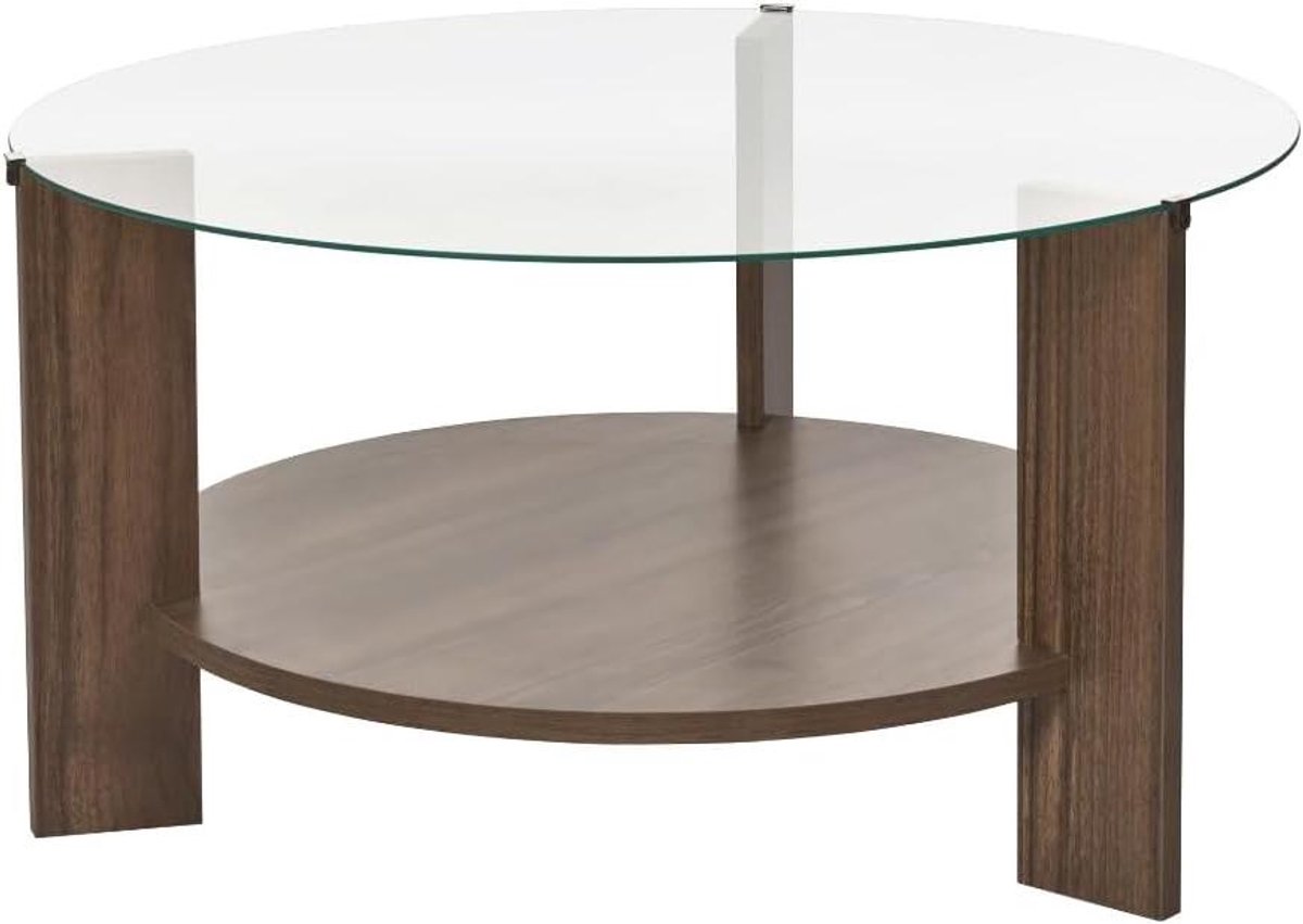 Salontafel met 2 planken - Koffietafel Bijzettafel - Woonkamer inrichten - Gehard glas blad