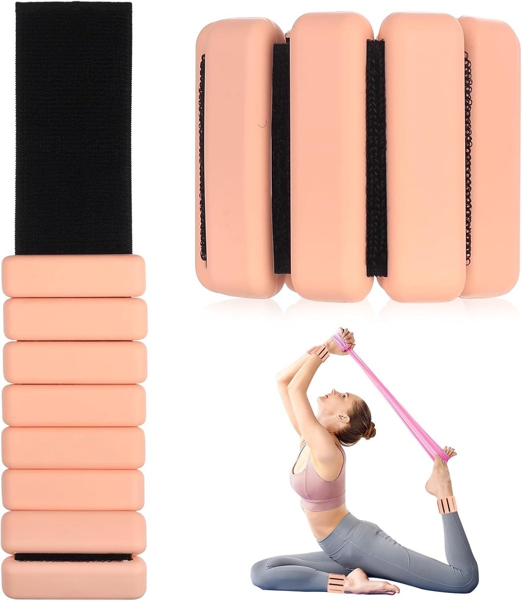 Verstelbare Enkelgewichten en Polsgewichten Set van 2 Stuks voor Pilates, Yoga en Fitness, Perfect voor Dans, Wandelen en Joggen, Kleur: Roze