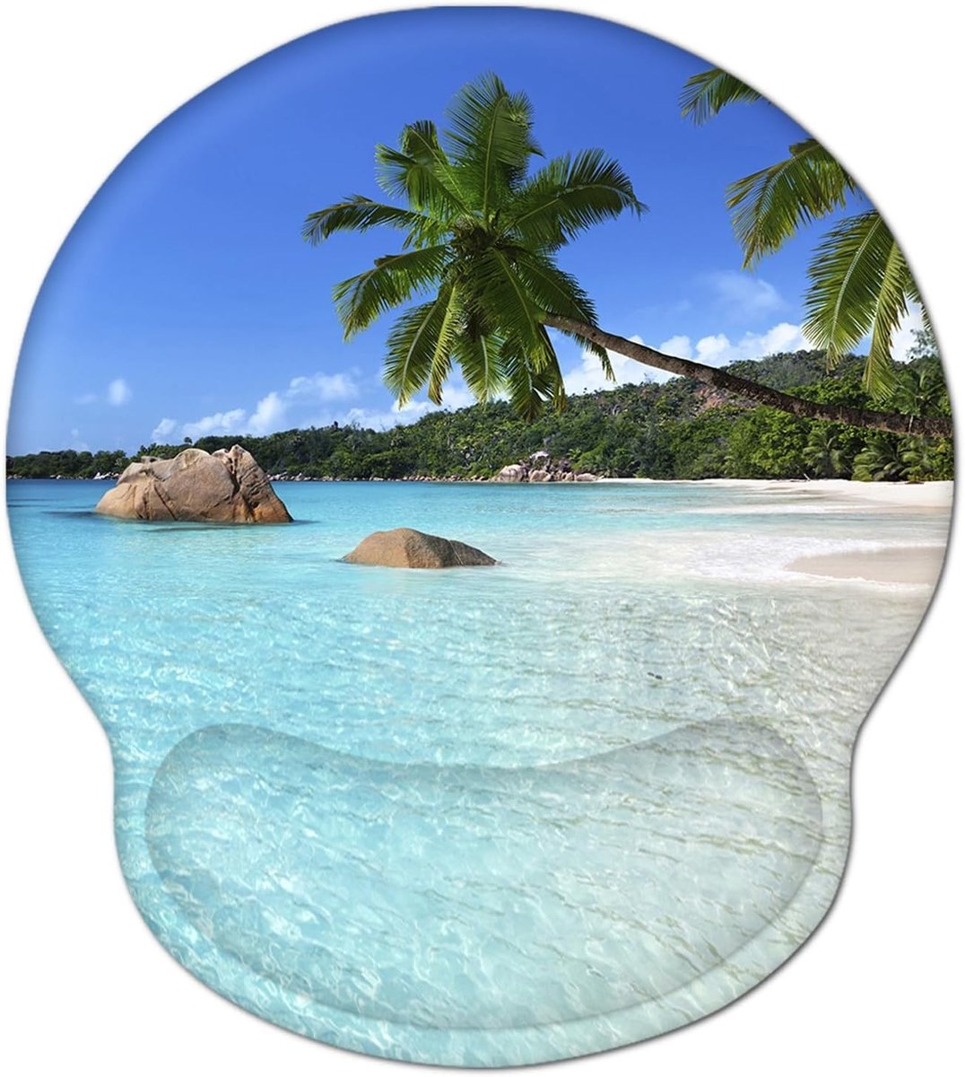 Ergonomische Muismat met Gel Kussen en Handsteun, Ideaal voor Comfortabel Werken, Motief Strand