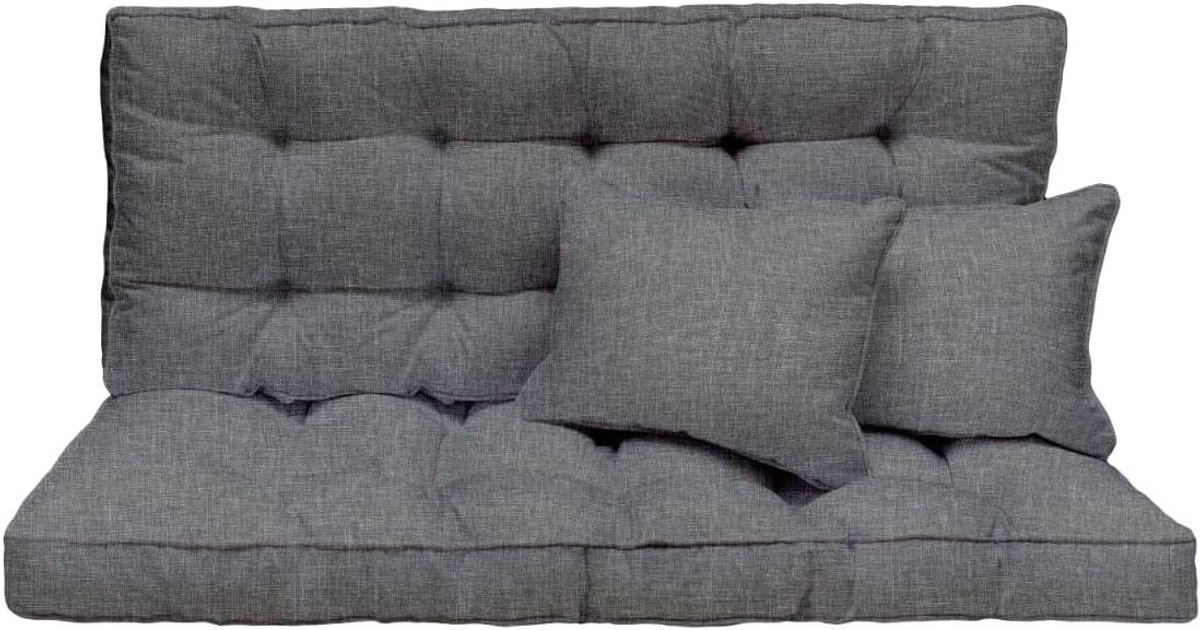 Schommelbank Kussen Set - Bank Kussens - Buiten Zitten - 10cm Dik Gevoerd - 150x50 cm - Grijs