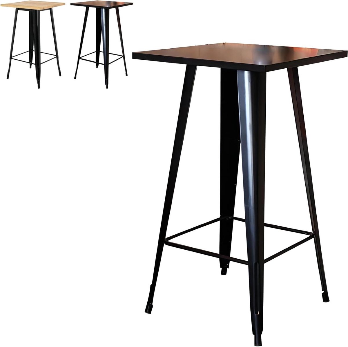 Hoge Eettafel - Bartafel Statafel - Kleine Ruimtes - Industriële Stijl - 60 x 108 cm - Zwart