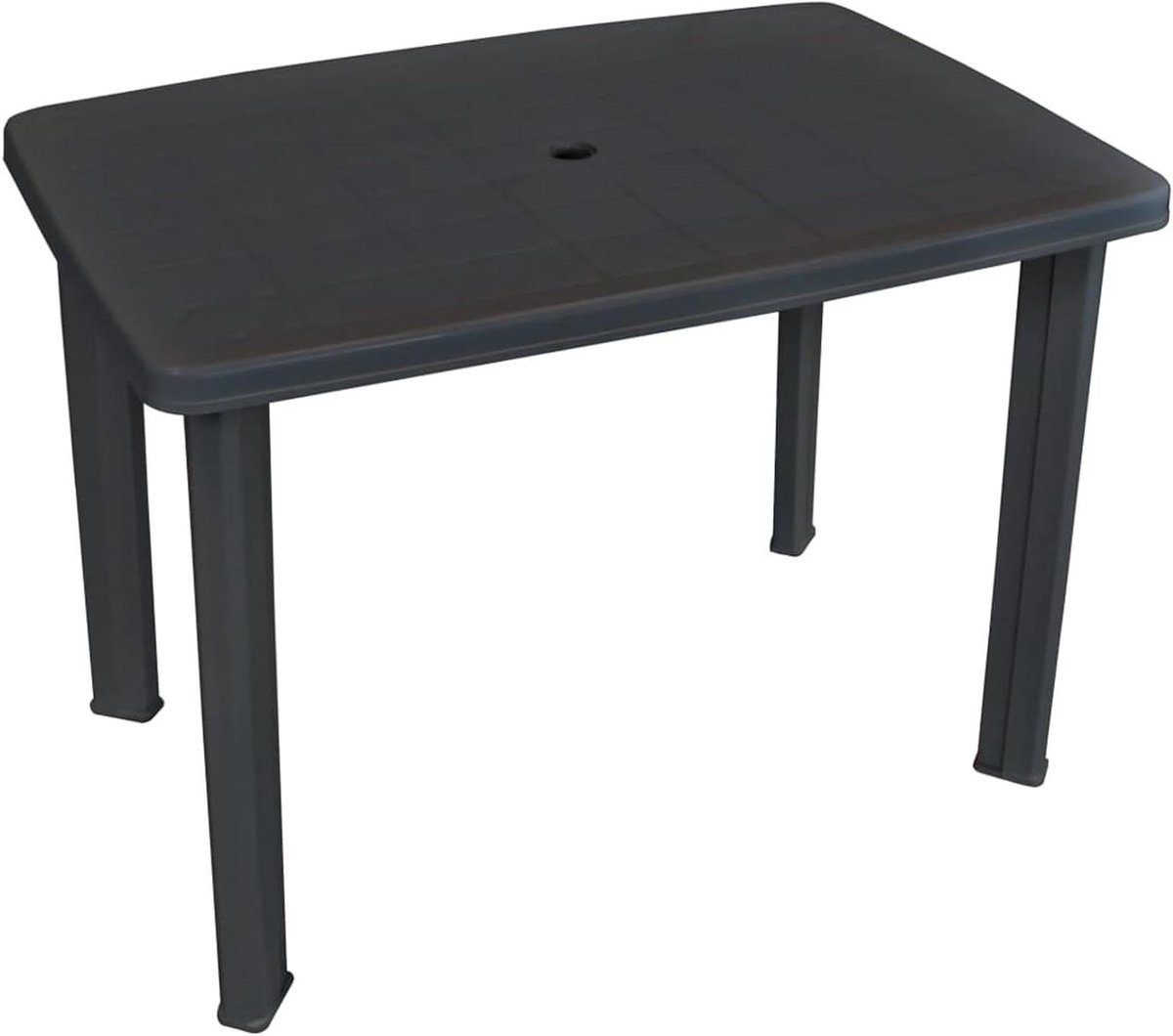 Tuintafel Kunststof - Buiten Eettafel - Buiten Eten - Met Parasolgat - 101 x 68 x 72 cm - Antraciet