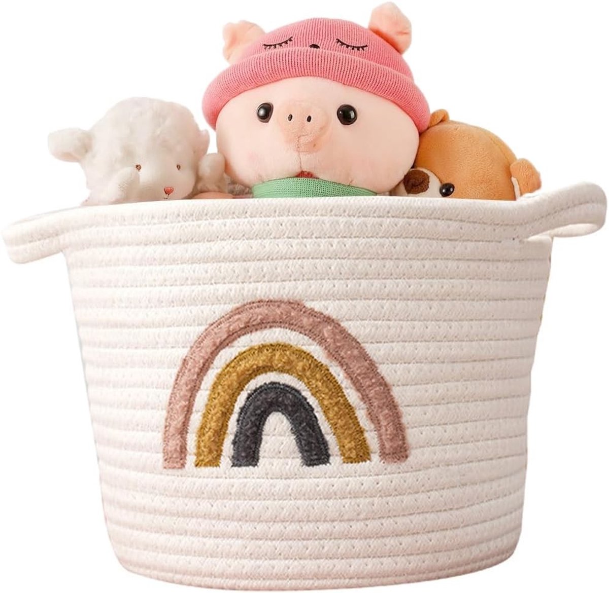Opbergmand van Katoen, Gevlochten Speelgoedmand voor Kinderen, Wasmand en Decoratieve Opbergdoos voor Handdoeken, Dekens en Kleding, Perfect voor Cadeaus en Organisatie