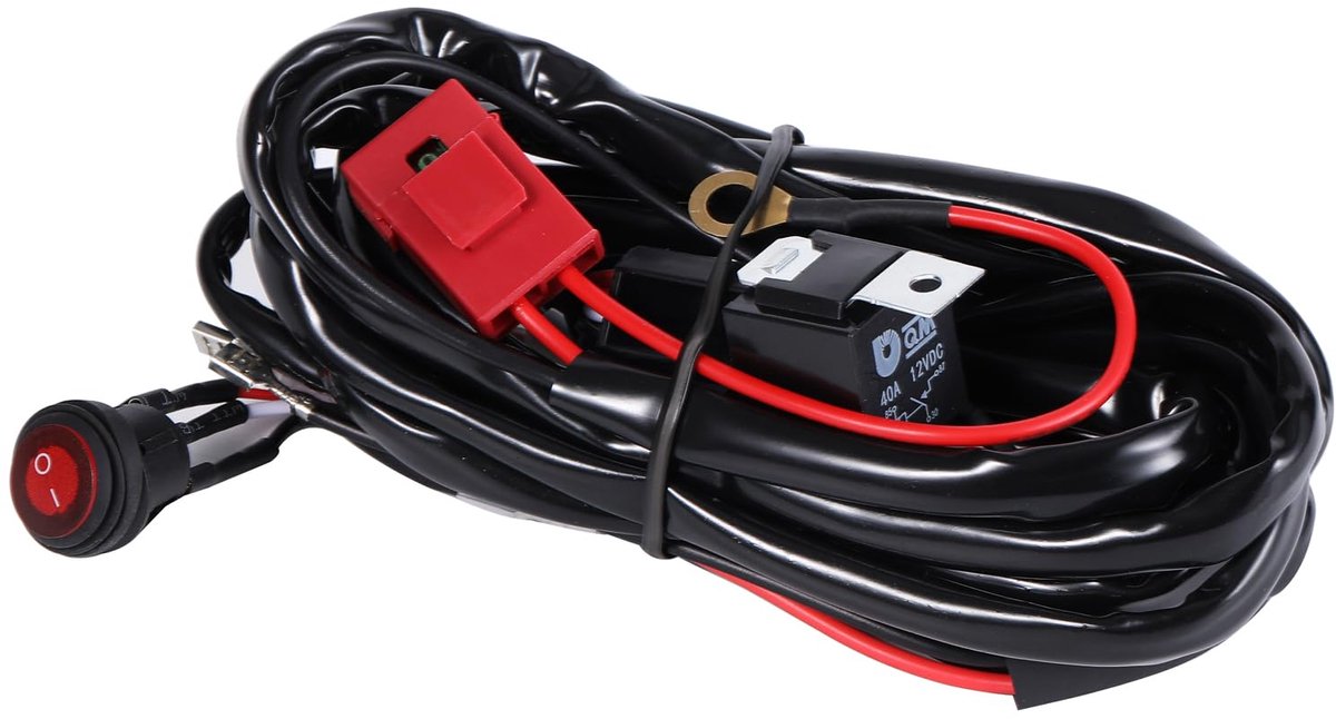 SnelShoppen - 2M LED Light Bar Bedrading Kit - 16AWG 12V 40A Schakelaar, Power Relay, Leaf Fuse voor Offroad Verlichting, LED Werklicht