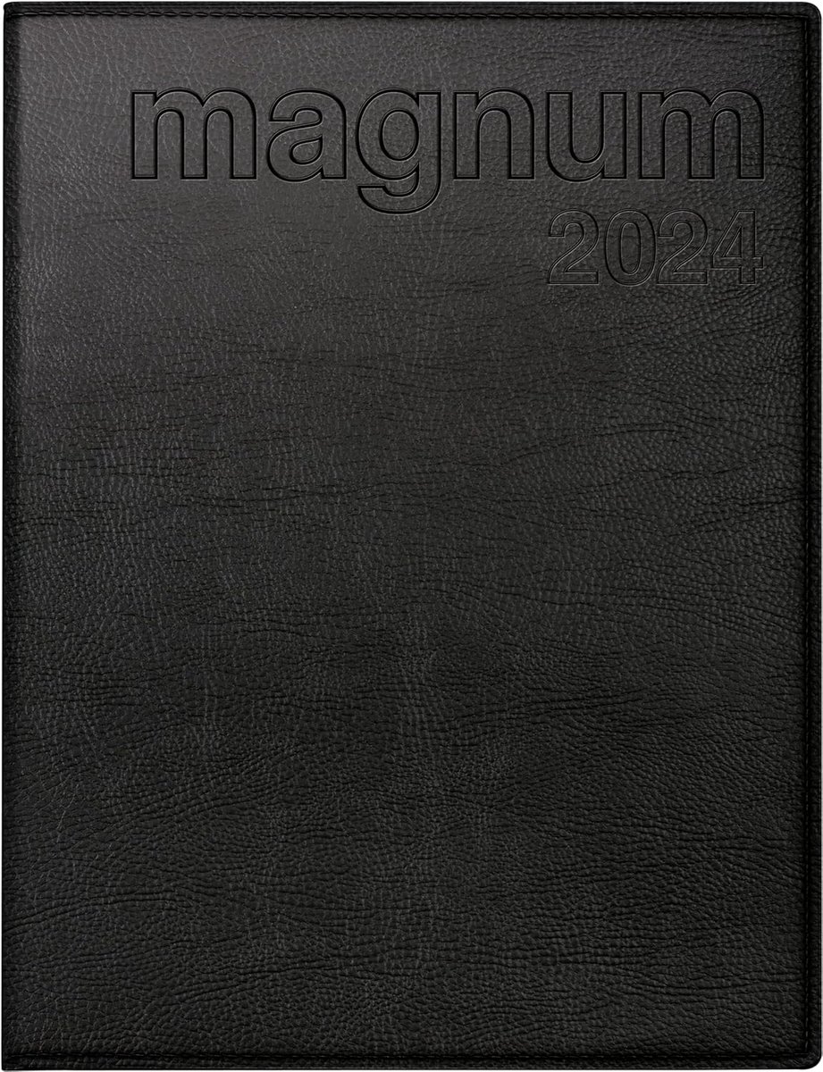 SnelShoppen - Weekkalender 2024 - 2 Pagina's = 1 Week - Bladgrootte 18.2 x 24 cm - Zwart - Foam Foil Cover - Met Tekenlint - Perfect voor Organisatie