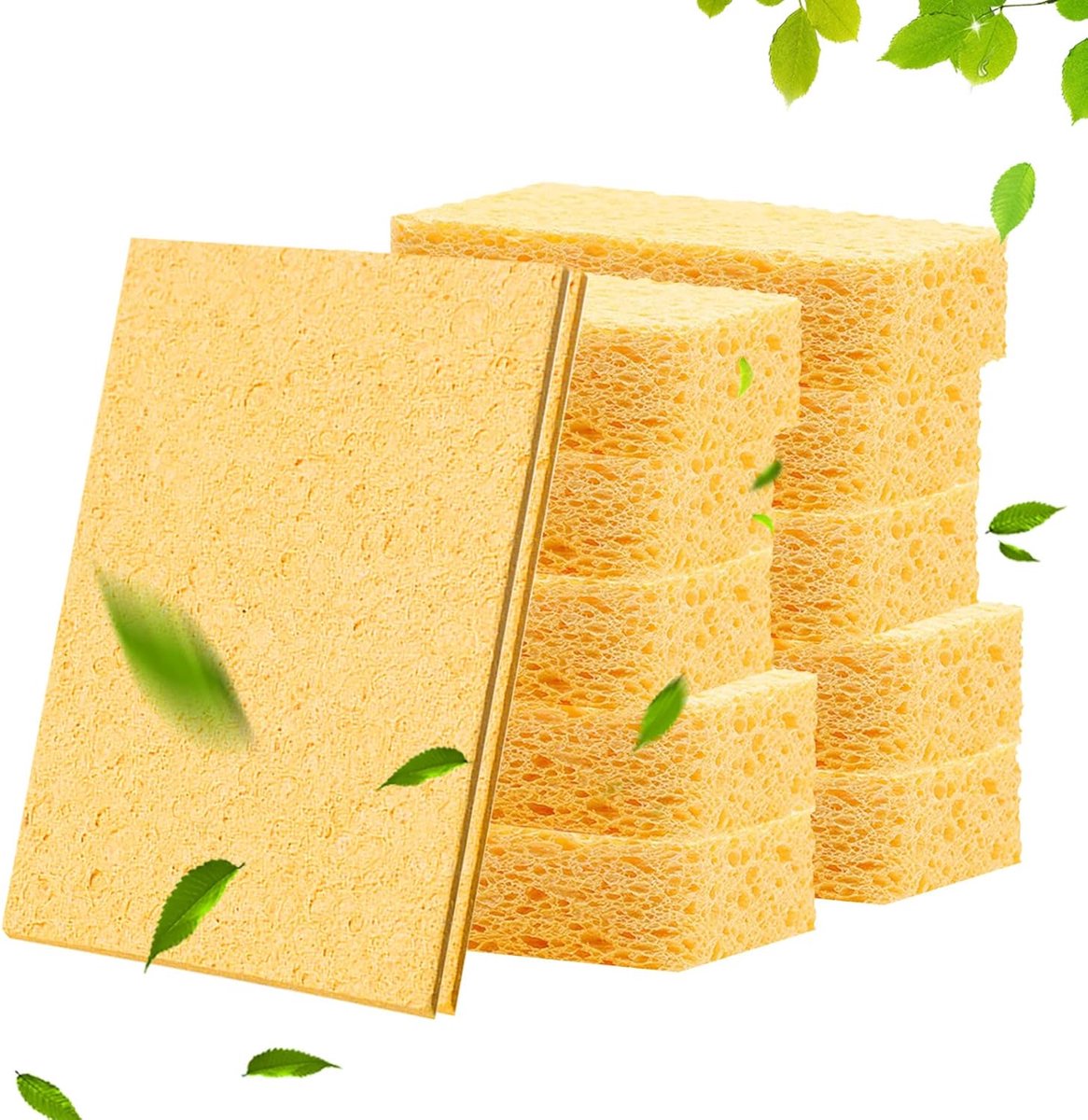 SnelShoppen - Natuurlijke afwassponzen, gecomprimeerd, schrobspons voor de keuken - Krasbestendige houtpulp sponzen - 10 stuks, ideaal voor het huisho
