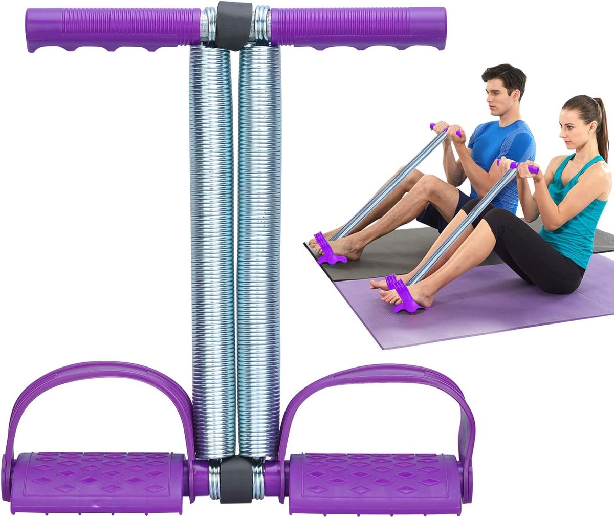 SnelShoppen - Elastic Sit Up Pull Rope Dual Spring Tension Voet Pedal Buikspier Trainer Fitness Apparatuur Bodybuilding Expander voor Thuis Yoga Train