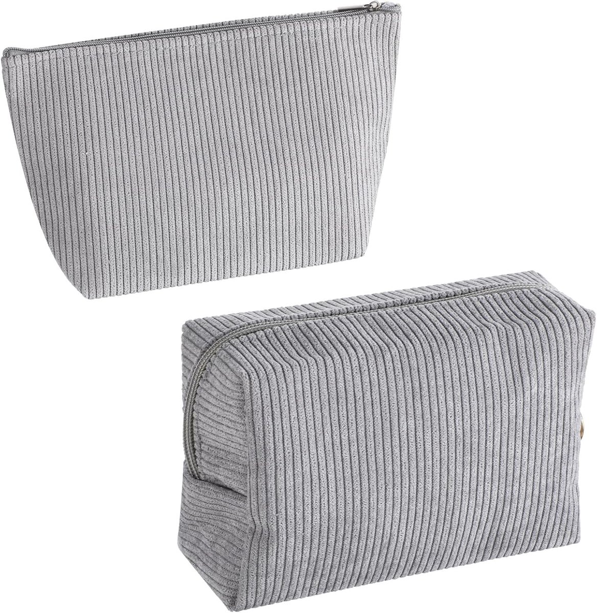 SnelShoppen - Dames Kleine Cosmetica Tas met Rits - Grote Capaciteit Makeup Organizer - Reisaccessoires - Multifunctionele Grijze Cosmetica Bag - 2 St