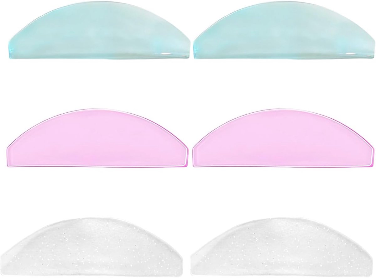 SnelShoppen - 3 Paar Flat Lash Lift Shields - Herbruikbare Silicone Glueless Lash Lift Pads - Roze, Transparante Glitter & Blauw - Perfect voor Wimper