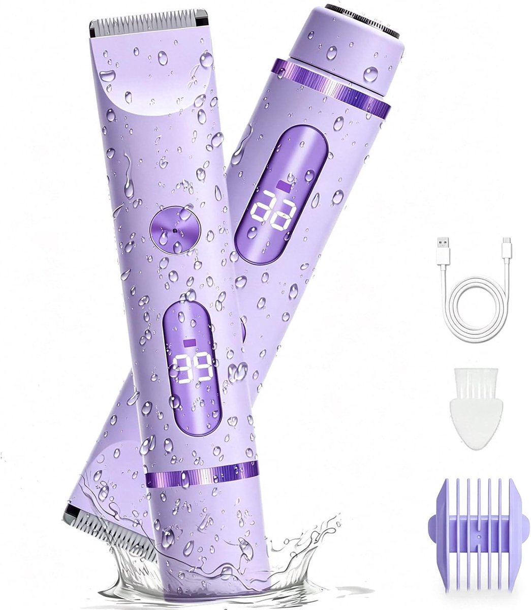 Thijox - Draadloze Damestrimmer voor Lichaam en Gezicht, Dubbelkop Raseerder, IPX7 Waterdicht, Haarverwijdering voor Bikini, Oksels, Benen, Neushaar,