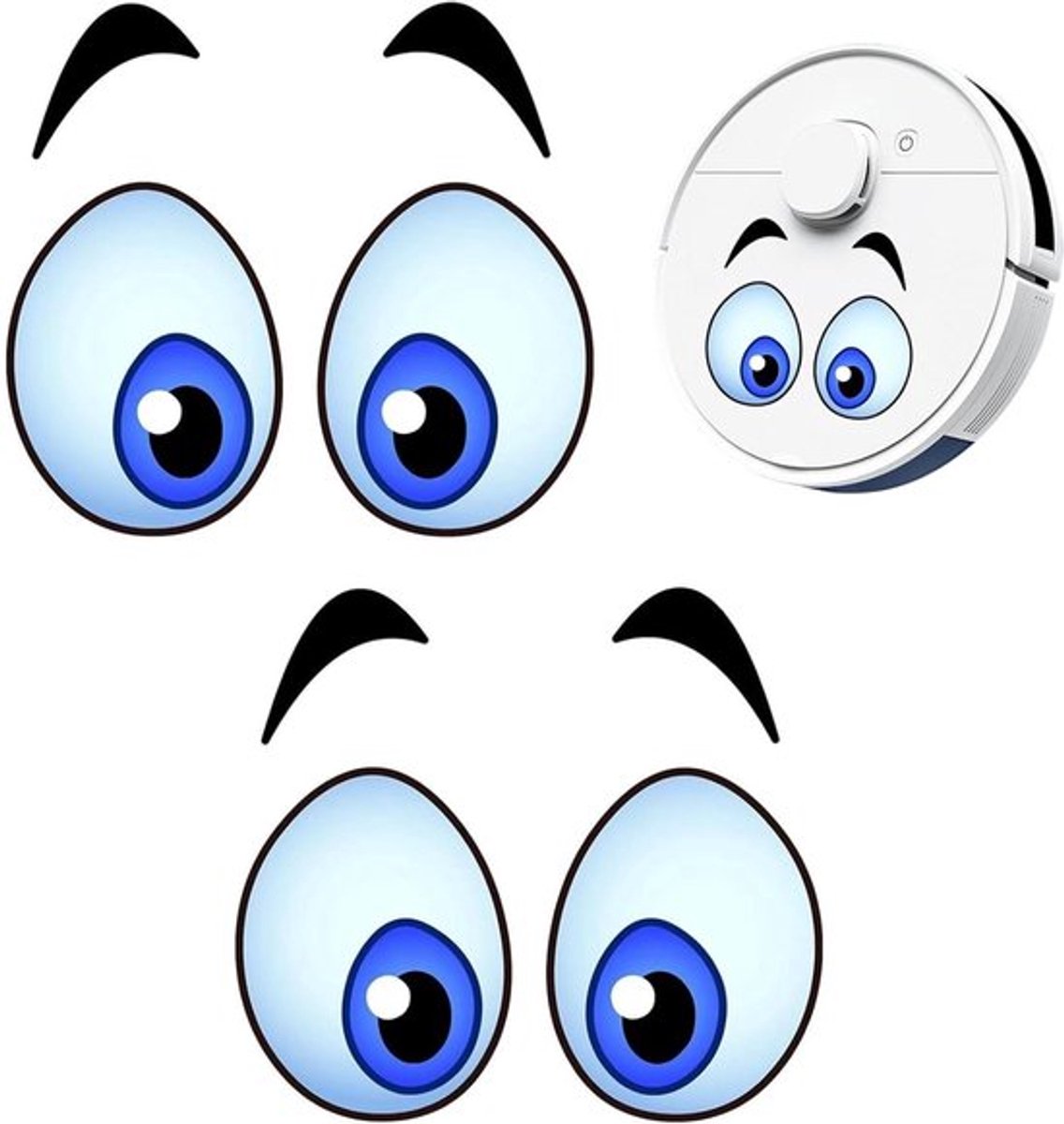 2 stuks oogstickers voor robotmaaiers en stofzuigers - waterdicht en zelfklevend - grappige decoratieve stickers