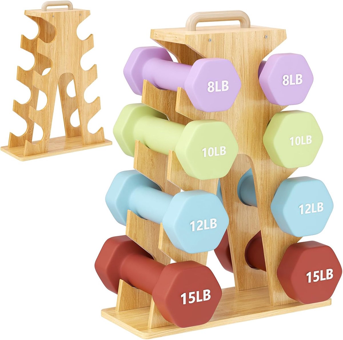 SnelShoppen - Halterstandaard Hout - Stevige Halterstandaard van Hout voor Thuis Gym - Perfect voor Gewichtstraining en Fitness - Ideaal voor Krachttr
