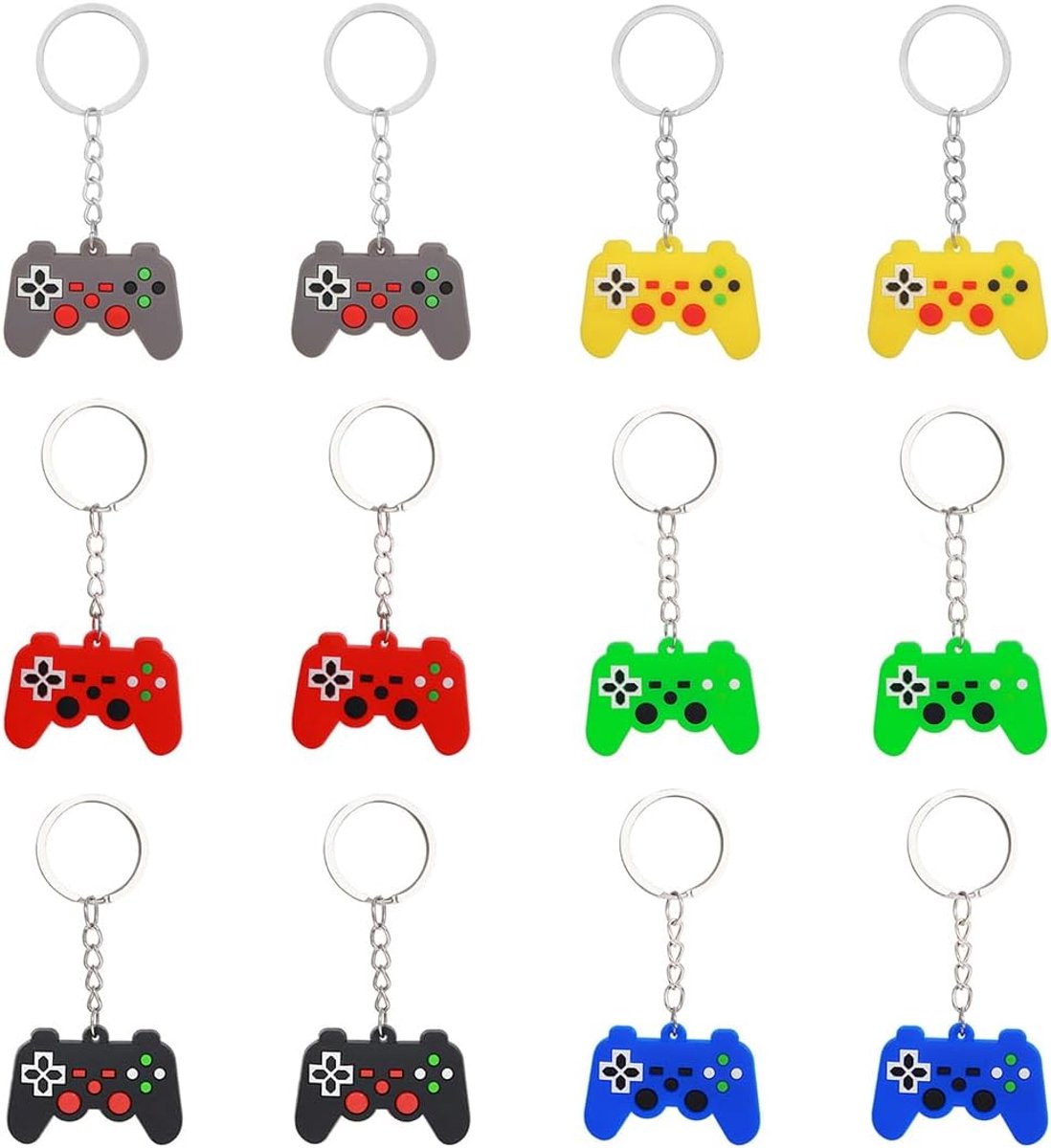 Thijox - 12 Stuks Sleutelhangers Videospelletjes met Controller en Speelgreep - Perfect Cadeau voor Kinderen - Gaming Party Zakvulling - Retro Videosp