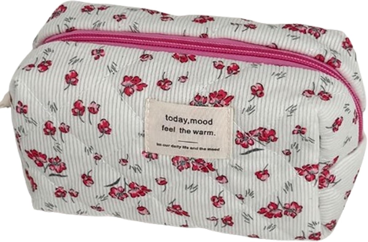 SnelShoppen - Padded Pencil Case voor Meisjes, Roze Pennenzak met Strik Design, Geschikt voor School, Kantoor en Cosmetica, Ruimte voor Schoolbenodigd