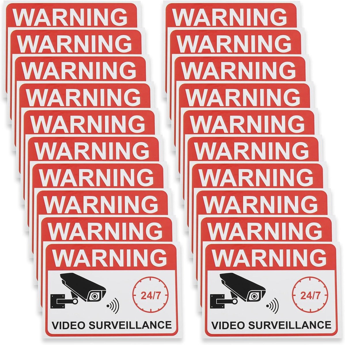 SnelShoppen - 20x Video Surveillance Stickers 7.3x5cm PVC Beveiligingsstickers voor Glasdeuren en Ramen - Waarschuwingsstickers met Camera Ontwerp - R