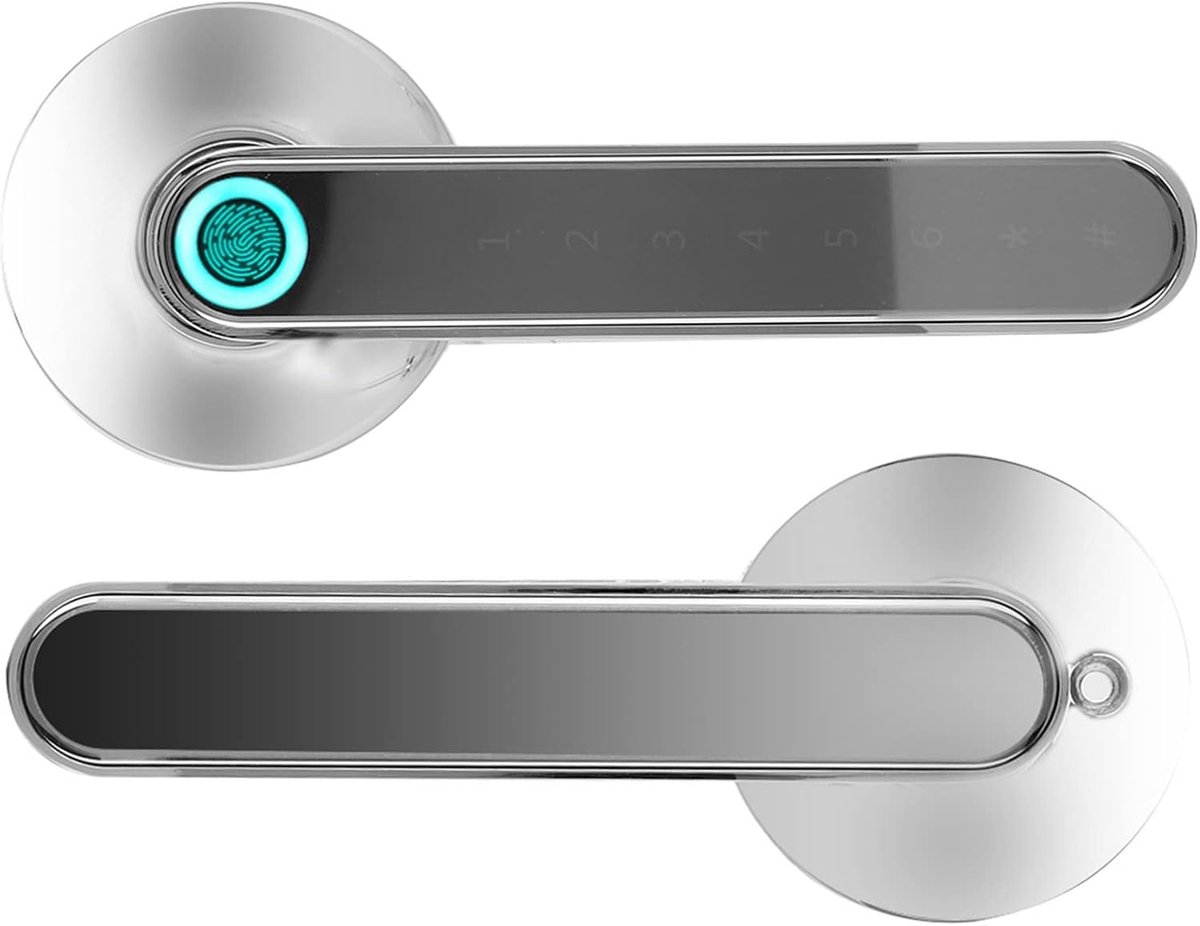 SnelShoppen - Slimme Vingerafdruk Deurknop met Toetsenbord - Sleutelloze Biometrische Toegang - USB Oplaadbaar - Perfect voor Thuis, Hotel, Kantoor, A