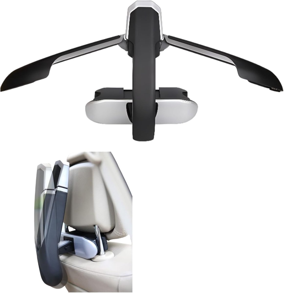 SnelShoppen - Car Jacket Hanger - Vouwbare Kledinghanger voor Auto - Hoofdsteun Hanger voor Jas, Pak, Kleding - Duurzaam ABS en Legering - Universele