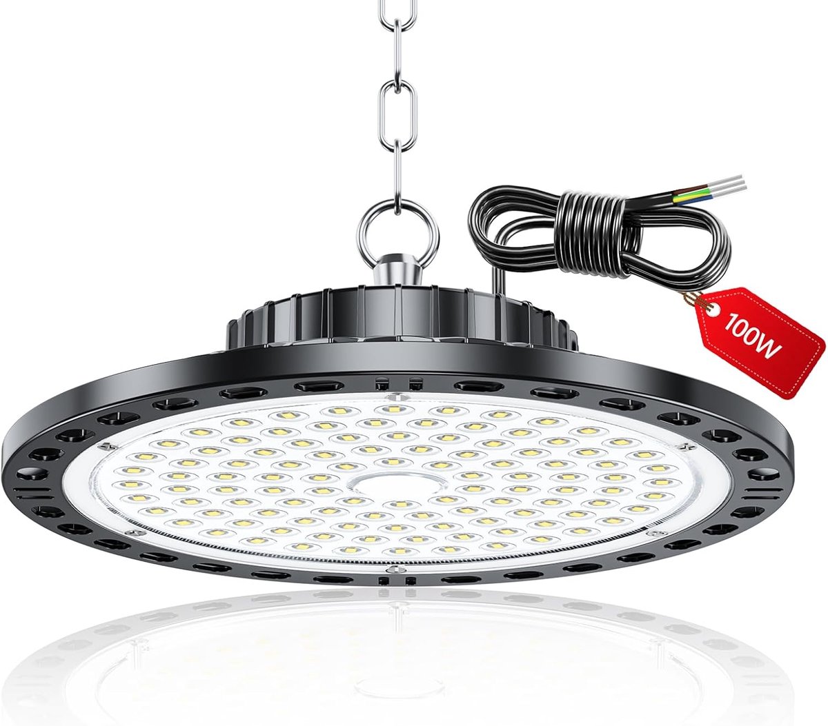 SnelShoppen - UFO 100W LED Highbay Lamp 10000 Lumen - Waterproof IP65 - 6500K Industriële Verlichting voor Garage, Werkplaats, Fabrieken, Winkel