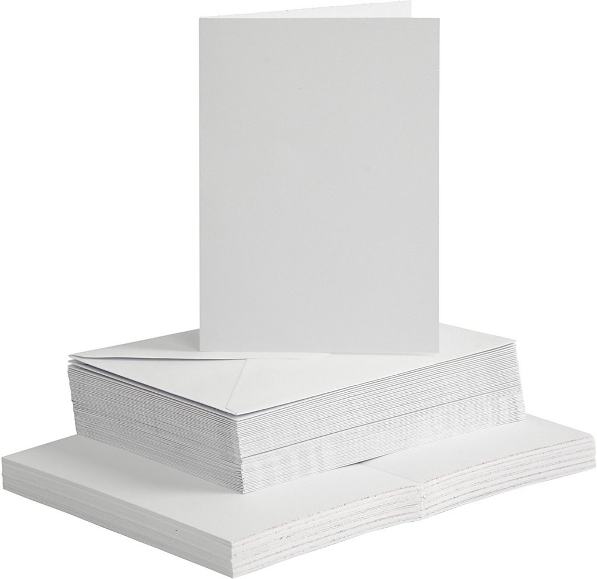SnelShoppen - Set van 50 Witte Kaarten en Enveloppen, 10.5 x 15 cm, Dikke Cardboard, Perfect voor Feestjes, Uitnodigingen, en Creatieve Projecten